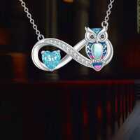 Sterling Silver Owl Pendant Necklace, Moonstone Infinity Jewelry