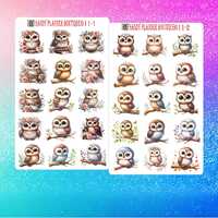 Cute Vintage Owls Planner Stickers Envelope Seals: Waterproof Decorative Stickers 611-1 611-2
