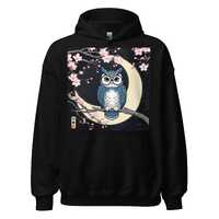 Owl Under Night Cherry Blossoms Unisex Hoodie | Ukiyo-e Japanese Animal Art Sweatshirt | Japanese Cu