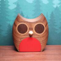 Handmade Walnut Owl Ornament: Scandinavian Red Woodland Decor