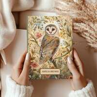 Owl Journal, Custom Whimsical Forest Notebook, 150 Lined Pages Floral Hardcover Diary