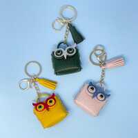 Owl Coin Purse Keychain – Tassel Detail & Clasp Attachment, DIY Bag Charm Craft Supply
