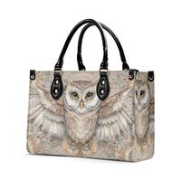 Owl Shoulder Purse, Boho Bohemian Animal Floral Crossbody Vegan Leather Top Handle Handbag Print Sma