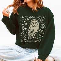 Barn Owl Sweatshirt | Witchy Forest Animal Crewneck | Celestial Owl Pullover | Folk Art Nature Witch
