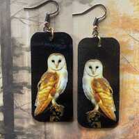 Barn Owl Earrings, Barn Owl, Owl Statement Earrings, Paper Earrings, Alcohol Ink Art, Woodland Jewel