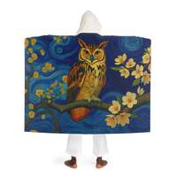 Van Gogh Inspired Athena’s Owl Blanket – Mythology Art Throw, Greek Goddess Owl Design, 