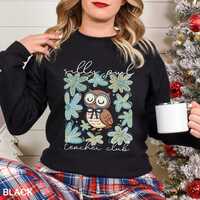 Silly Owl Teacher Club Sweatshirt, Floral Owl Hoodie, Teacher Appreciation Sweatshirt, Back To Schoo