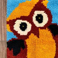 Vintage Latch Hook Shag Rug | Handmade Owl Tapestry
