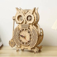 Rokr 3D Wooden Owl Clock Puzzle: DIY Mechanical Model Kit