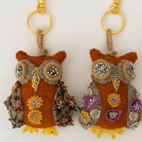 Owl Keychain – Handmade Felt Owl Charm, Beaded Crochet Accessory for Bags, Keys & Christma