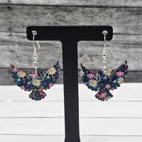 Pretty Flower Owls Dangle Earrings Hypoallergenic