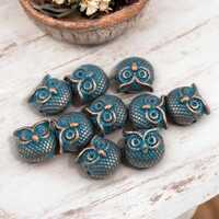 Metal Beads - Owl Charms - Owl Beads - Patina Beads - Copper Beads - 30pcs - 11mm - (3311)