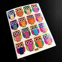 VINTAGE OWL colorful sticker sheet | animal | bird | Foil | Holo | metallic | shiny | rainbow | grap