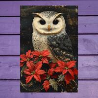 Christmas Owl Postcard 10x15cm/ 4'x6' in Penpal Supplies