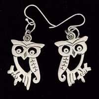 Vintage Sterling Silver Owl Pierced Earrings  925