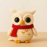 Handmade Crochet Owl Christmas Ornament Winter Holiday Decor, Soft & Cozy Owl Doll, Winter Home 
