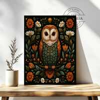 Folklorico Owl Art Print – Colorful Mexican Folk Art, Barn Owl Wall Decor, Vibrant Tecolote Po