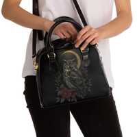 Gothic Owl with Crescent Shoulder Bag - Everyday Handbag - Gift for Haunted Doll Girl - Mystery Bags