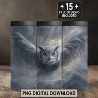 Owl Mystical Spirit Animal 20 oz Tumbler Wrap Bird Storm Cloud PNG Sublimation DTF UVDTF