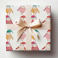 Owls Wrapping Paper Roll Cute Christmas Owls Gift Wrap Roll Owls Xmas Gift Wrapping Roll Cute Winter
