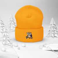Cuffed Beanie-Owl Spirit – Minimal Embroidered Beanie
