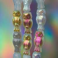 Owl Shaped Pressed Glass Beads - Made in Czech Republic