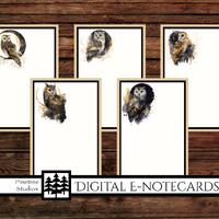 Owls Digital E-Notecards (4" x 6" Portrait) Digital Download ~ Editable / E-Card / Device 
