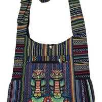 Boho Owl Pattern Shoulder Bag – Colorful Woven Crossbody Tote, each