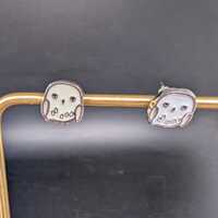 Snowy Owl Stud Earrings -  Owl Earrings -  White owl -Silver Earrings