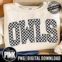 Owls Checkerboard PNG | Distressed Varsity Sublimation | Trendy Race Flag Game Day Digital Download 