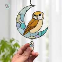 Digital Download OWL BT06 ,  Stained Glass Pattern Modern Suncatcher Diy Easy art Hobby License Begi