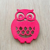 Vintage Owl Brooch Pink Wood Cutout Pin Retro Animal Jewelry Gift Cute Kitsch 1970s Style
