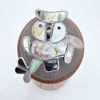 VTG Sterling Silver 925 Multi-Gemstone Owl Design Statement Ring Size 6.5