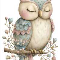 Sleepy Christmas Owls, Winter Owl Clipart, Pastel Holiday PNG, Woodland Bird Illustration, Cozy Fest