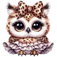 Leopard Print Owl Sublimation Clipart 5 PNG,  Colorful Owls, Owl artwork, Owl printable, Card Making