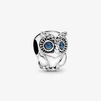 Sterling Silver Owl Charm | Sparkling CZ Dangle Bead Mother’s Day/Birthday Gift /Christmas Gif