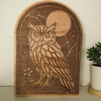 Stained Glass Owl SVG | Layered Mosaic Owl Panel for Laser Cutting | Arched Window Sign File | Glowf