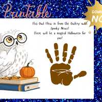 Magical Owl Halloween Handprint Craft Harry Potter Style Hedgewig Toddler Keepsake Classroom Homesch