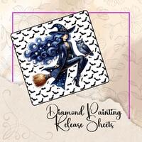 Witch With Owl Painting Release Paper: 12 Reusable Silicone Sheets