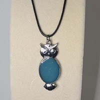 Teal blue owl pendant