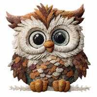 15 PNG Cute Owl Clipart – Faux Embroidery Yarn Art PNG – Woodland Owl for Crafts, Sticke
