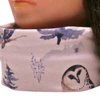 Soft Pink Owls Neckwarmer – Stretch Cotton Jersey Autumn, Winter Scarf for Kids and Adults &nd