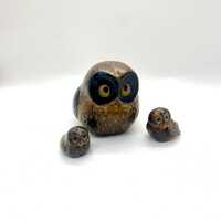 Vintage MidCentury Owl Family