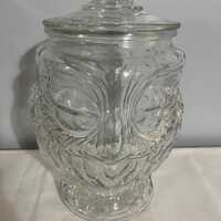 vintage Libbey wise owl large jar with lid