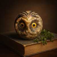 Vintage Italian Alabaster Owl Figurine – Hand-Carved Stone Owl Sculpture, Mid Century Modern D