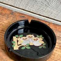 Mid Century Otagiri owls round ceramic ashtray trinket dish