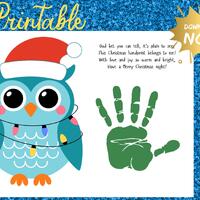 Whimsical Christmas Owl Handprint Craft Printable Toddler Preschool Holiday Activity Classroom Homes