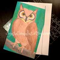 Owl Single Greeting Card - Thank You - Friendship - Birthday - Congratulation - Gift - Holiday - Wel