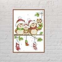 Cross stitch pattern Christmas Owls, Christmas cross stitch, holiday embroidery, digital PDF file, c