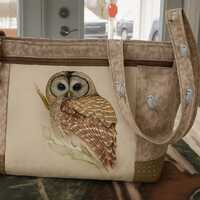 Folk Art Barn Owl Shoulder or Crossbody Strap Fabric Purse 100% handmade